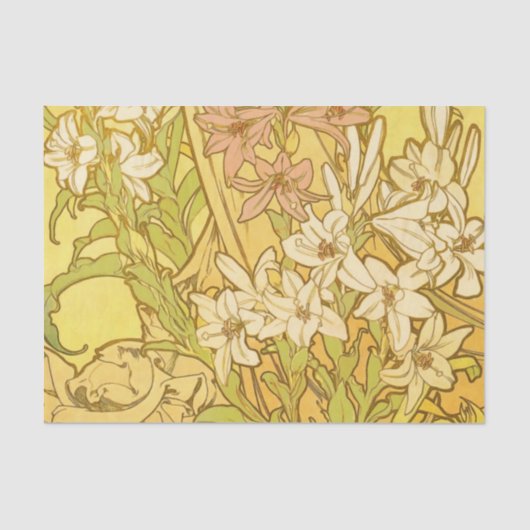 Alfonse Mucha Art Nouveau-bloemen Tissuepapier (Voorkant)