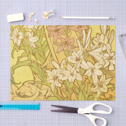 Alfonse Mucha Art Nouveau-bloemen Tissuepapier (Craft)