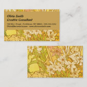 Alfonse Mucha Art Nouveau-bloemen Visitekaartje (Voorkant / Achterkant)