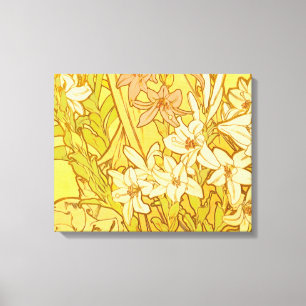 Alfonse Mucha Art Nouveau lelie bloemen Canvas Afdruk
