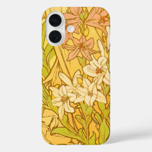 Alfonse Mucha Art Nouveau lelie bloemen iPhone 16 Hoesje