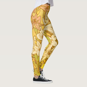 Alfonse Mucha Art Nouveau lelie bloemen Leggings