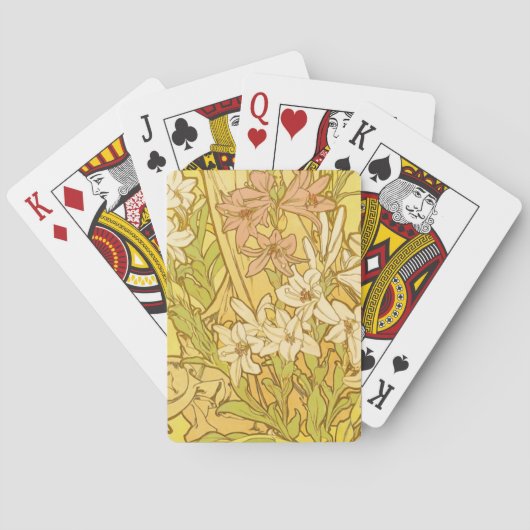 Alfonse Mucha Art Nouveau lelie bloemen Pokerkaarten (Achterkant)