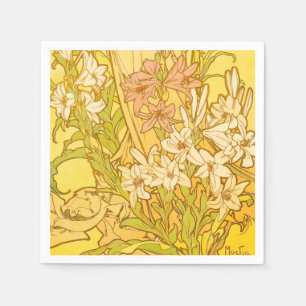 Alfonse Mucha Art Nouveau lelie bloemen Servet
