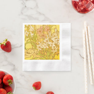 Alfonse Mucha Art Nouveau lelie bloemen Servet