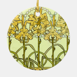 Alfonse Mucha Art Nouveau leliepatroon klassiek Keramisch Ornament