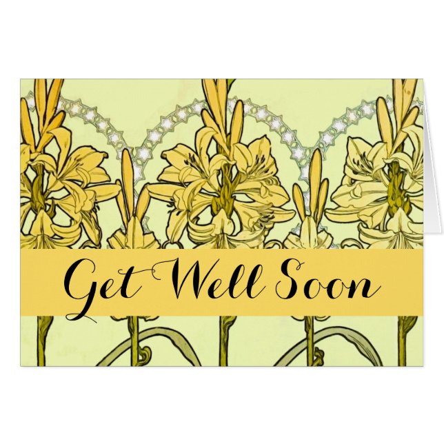 Alfonse Mucha Art Nouveau Lily Floral Pattern (Voorkant Horizontaal)