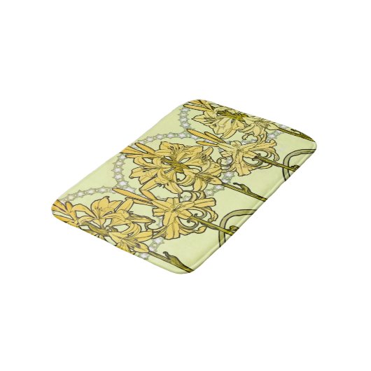 Alfonse Mucha Art Nouveau Lily Floral Pattern Badmat (Gekanteld)