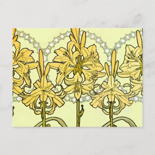 Alfonse Mucha Art Nouveau Lily Floral Pattern Briefkaart (Voorkant)