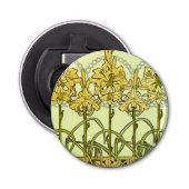Alfonse Mucha Art Nouveau Lily Floral Pattern Button Flesopener (Voorkant)