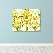 Alfonse Mucha Art Nouveau Lily Floral Pattern Canvas Afdruk (Insitu (Houten vloer))