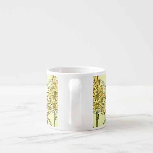 Alfonse Mucha Art Nouveau Lily Floral Pattern Espresso Kop (Achterkant)