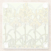 Alfonse Mucha Art Nouveau Lily Floral Pattern Glazen Onderzetter (Achterkant)