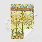 Alfonse Mucha Art Nouveau Lily Floral Pattern Golfhanddoek (Insitu)
