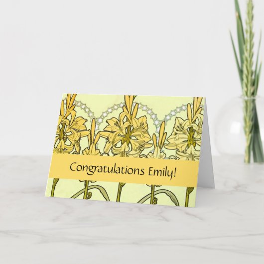 Alfonse Mucha Art Nouveau Lily Floral Pattern Kaart (Voorkant)