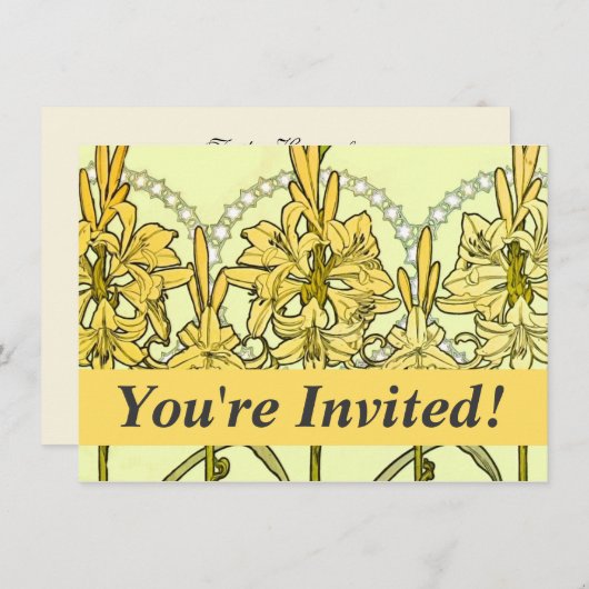 Alfonse Mucha Art Nouveau Lily Floral Pattern Kaart (Voorkant / Achterkant)