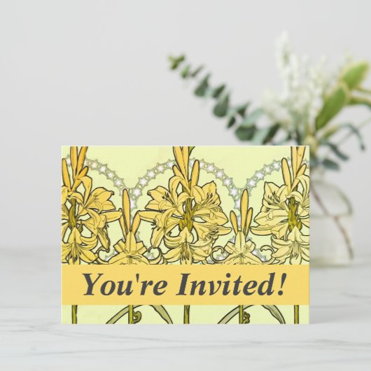 Alfonse Mucha Art Nouveau Lily Floral Pattern Kaart (Staand voorkant)