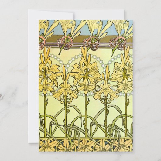 Alfonse Mucha Art Nouveau Lily Floral Pattern Kaart (Achterkant)