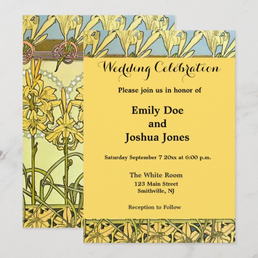 Alfonse Mucha Art Nouveau Lily Floral Pattern Kaart (Voorkant / Achterkant)