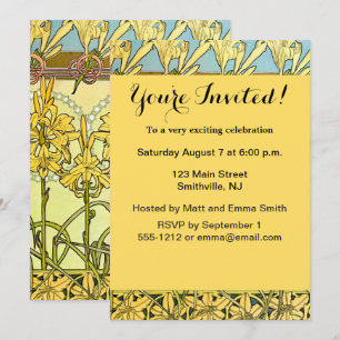 Alfonse Mucha Art Nouveau Lily Floral Pattern Kaart