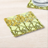 Alfonse Mucha Art Nouveau Lily Floral Pattern Kartonnen Onderzetters (Schuin)