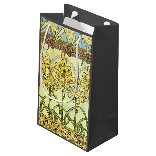 Alfonse Mucha Art Nouveau Lily Floral Pattern Klein Cadeauzakje (Achterkant Gekanteld)