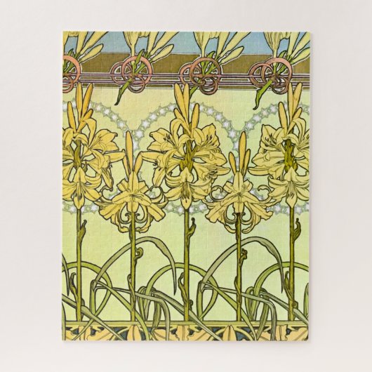 Alfonse Mucha Art Nouveau Lily Floral Pattern Legpuzzel (Verticaal)