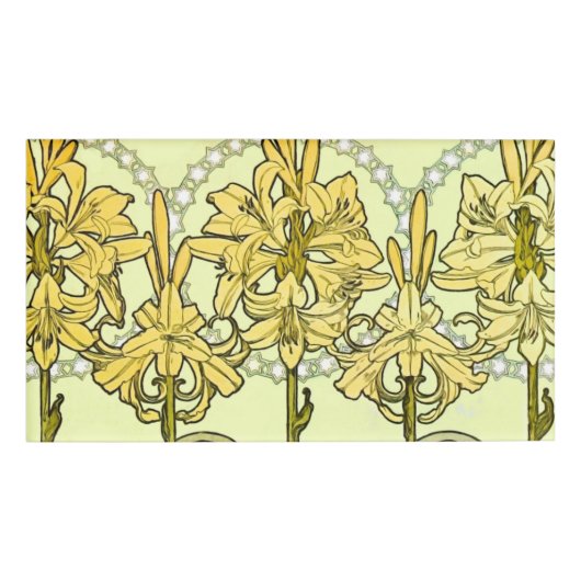 Alfonse Mucha Art Nouveau Lily Floral Pattern Naambadge (Voorkant)