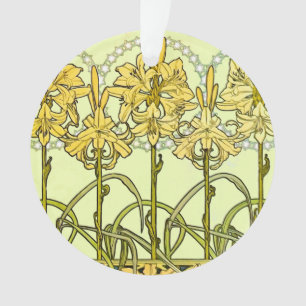 Alfonse Mucha Art Nouveau Lily Floral Pattern Ornament