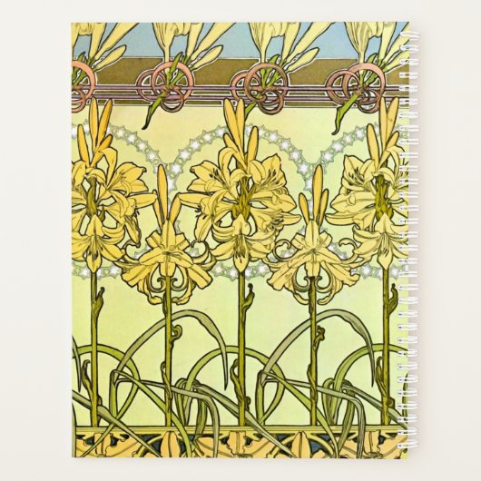 Alfonse Mucha Art Nouveau Lily Floral Pattern Planner (Achterkant)