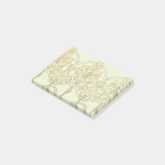 Alfonse Mucha Art Nouveau Lily Floral Pattern Post-it® Notes (Schuin)
