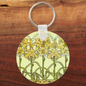 Alfonse Mucha Art Nouveau Lily Floral Pattern Sleutelhanger (Voorkant)
