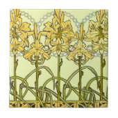 Alfonse Mucha Art Nouveau Lily Floral Pattern Tegeltje (Voorkant)