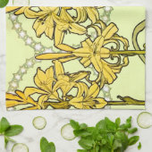 Alfonse Mucha Art Nouveau Lily Floral Pattern Theedoek (Gevouwen)