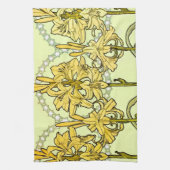 Alfonse Mucha Art Nouveau Lily Floral Pattern Theedoek (Verticaal)