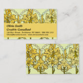 Alfonse Mucha Art Nouveau Lily Floral Pattern Visitekaartje (Voorkant / Achterkant)