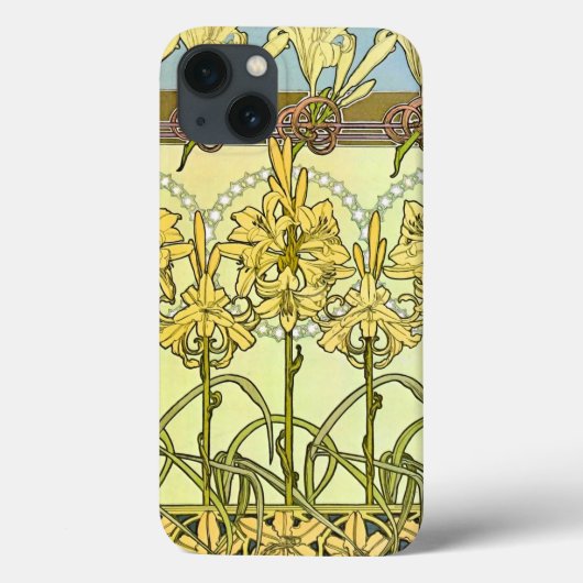 Alfonse Mucha Art Nouveau lily patroon Case-Mate iPhone Case (Achterkant)