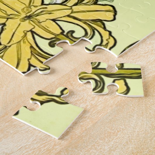 Alfonse Mucha Art Nouveau lily patroon Legpuzzel (Zijkant)