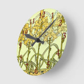 Alfonse Mucha Art Nouveau lily patroon Ronde Klok (Hoek)