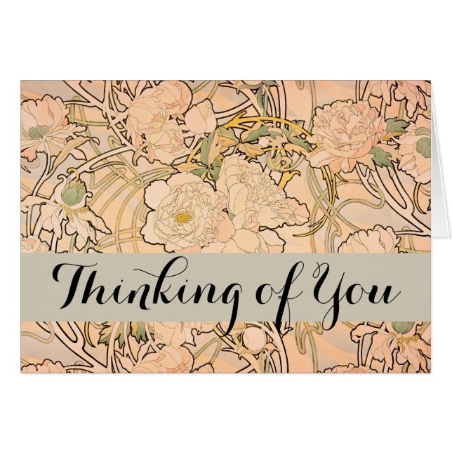 Alfonse Mucha Art Nouveau Peonies (Voorkant Horizontaal)