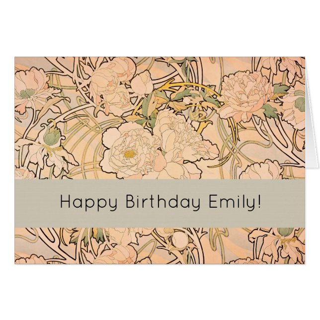 Alfonse Mucha Art Nouveau Peonies (Voorkant Horizontaal)