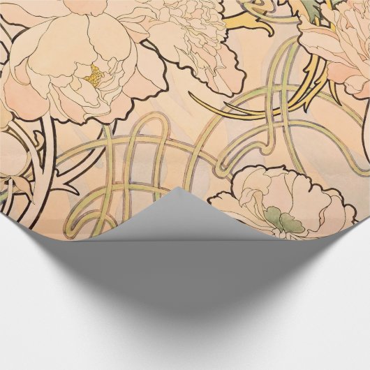 Alfonse Mucha Art Nouveau Peonies Cadeaupapier (Hoek)
