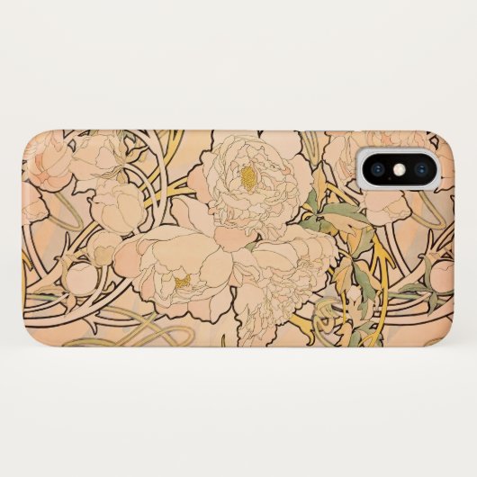 Alfonse Mucha Art Nouveau Peonies Case-Mate iPhone Case (Achterkant (horizontaal))