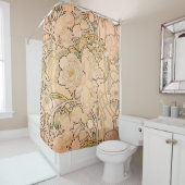 Alfonse Mucha Art Nouveau Peonies Douchegordijn (In situ)