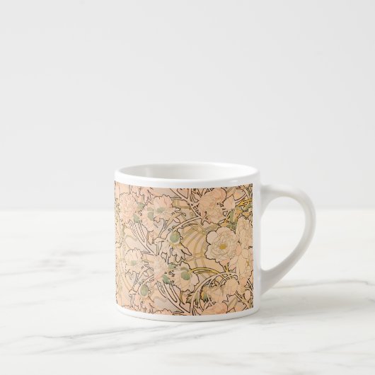 Alfonse Mucha Art Nouveau Peonies Espresso Kop (Rechts)