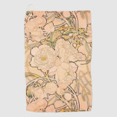 Alfonse Mucha Art Nouveau Peonies Golfhanddoek (Voorkant)