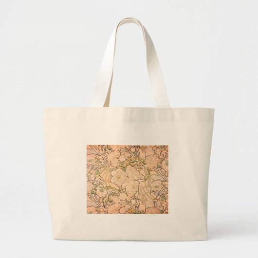 Alfonse Mucha Art Nouveau Peonies Grote Tote Bag (Voorkant)