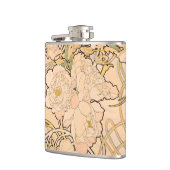 Alfonse Mucha Art Nouveau Peonies Heupfles (Links)