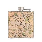 Alfonse Mucha Art Nouveau Peonies Heupfles (Achterkant)