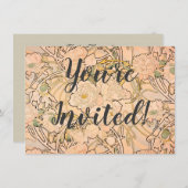 Alfonse Mucha Art Nouveau Peonies Kaart (Voorkant / Achterkant)